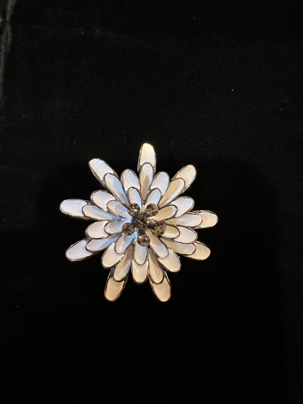 White Enamel Flower Statement Brooch - Women's Jewelry